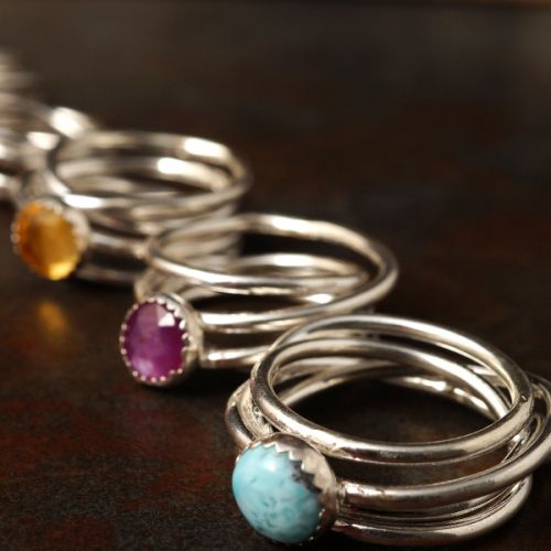 Handcrafted recycled sterling silver healing crystal chaos rings